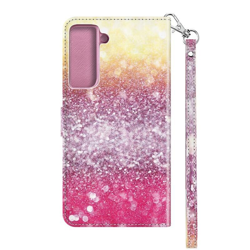Nyomtatott PU bőr pénztárca tok Samsung Galaxy S21 - csillogó mintás