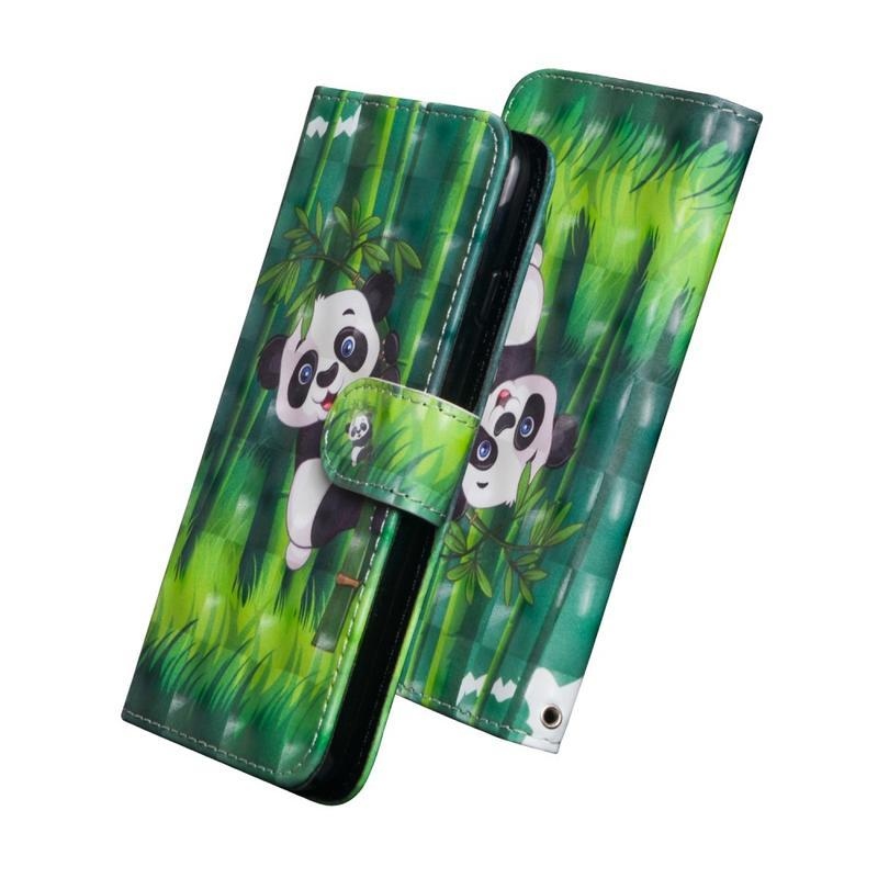 Nyomtatás PU bőr pénztárca tok Xiaomi Mi 10/Mi 10 Pro - panda a bambuszon