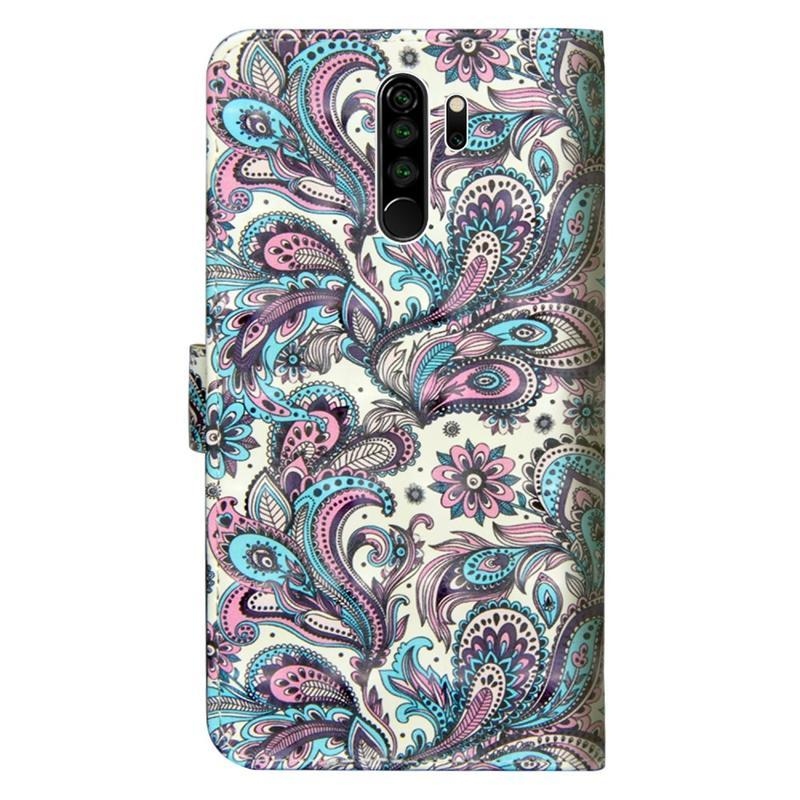 Nyomtatás PU bőr pénztárca tok Xiaomi Redmi Note 8 Pro - kasmír minta