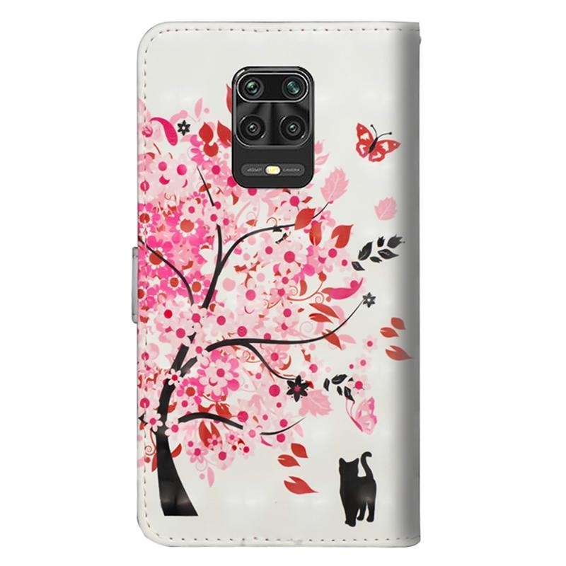 Nyomtatás PU bőr pénztárca tok Xiaomi Redmi Note 9 Pro/Note 9S - virágzó fa