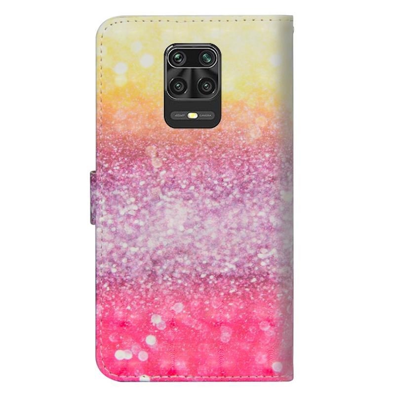 Nyomtatott PU bőr pénztárca tok Xiaomi Redmi Note 9 Pro/Note 9S - csillogó mintás