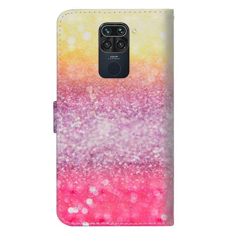Nyomtatás PU bőr pénztárca tok Xiaomi Redmi Note 9-hez - csillogó minta