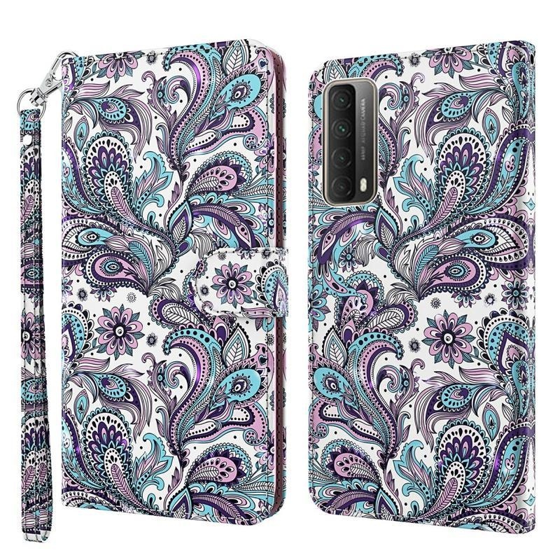 Nyomtatott PU bőr pénztárca tok Huawei P Smart (2021) - kasmír minta