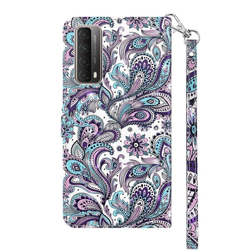 Nyomtatott PU bőr pénztárca tok Huawei P Smart (2021) - kasmír minta
