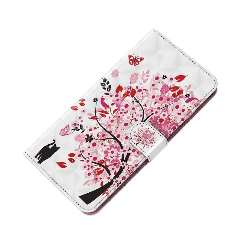 Nyomtatás PU bőr pénztárca tok Huawei P Smart (2021) - virágzó fa