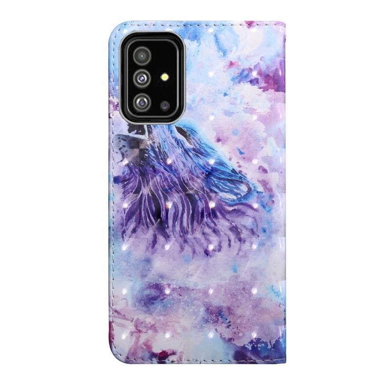 Könnyű PU bőr pénztárca tok Samsung Galaxy A71-hez - üvöltő farkas