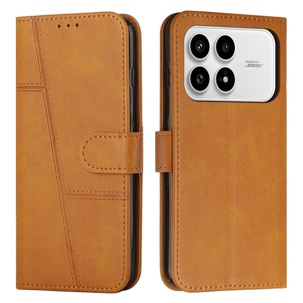 Vonalas könyv tok Xiaomi Poco F8 Pro 5G-hez - sárga