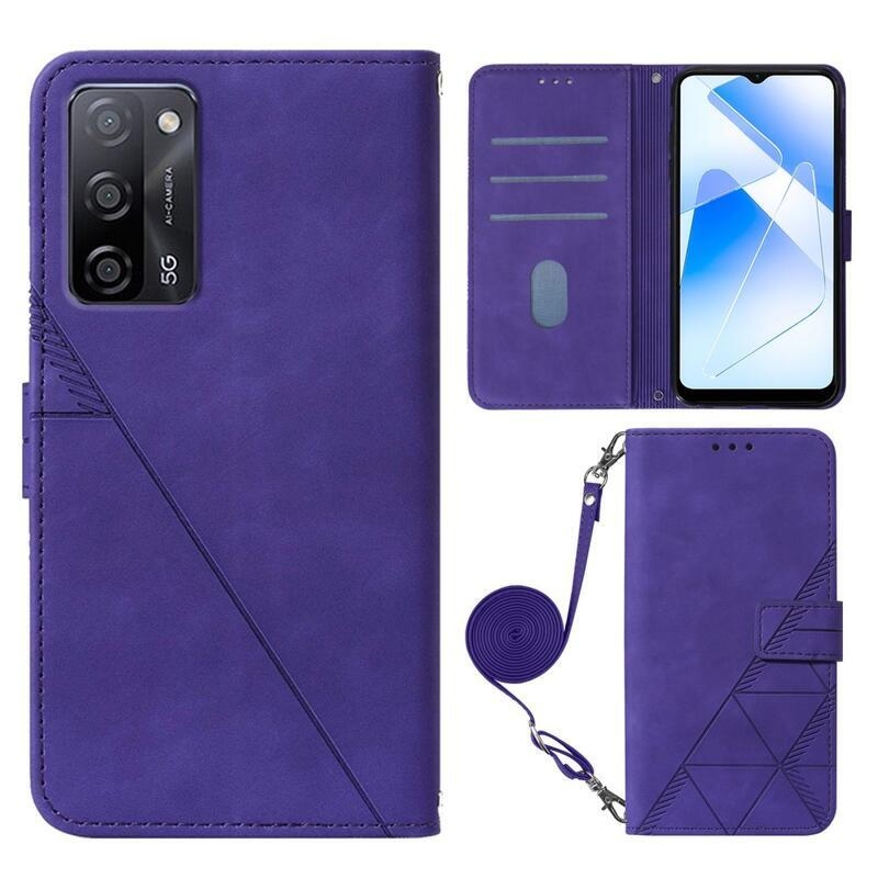 Line PU bőr pénztárca tok az Oppo A16s/A54s készülékhez - lila