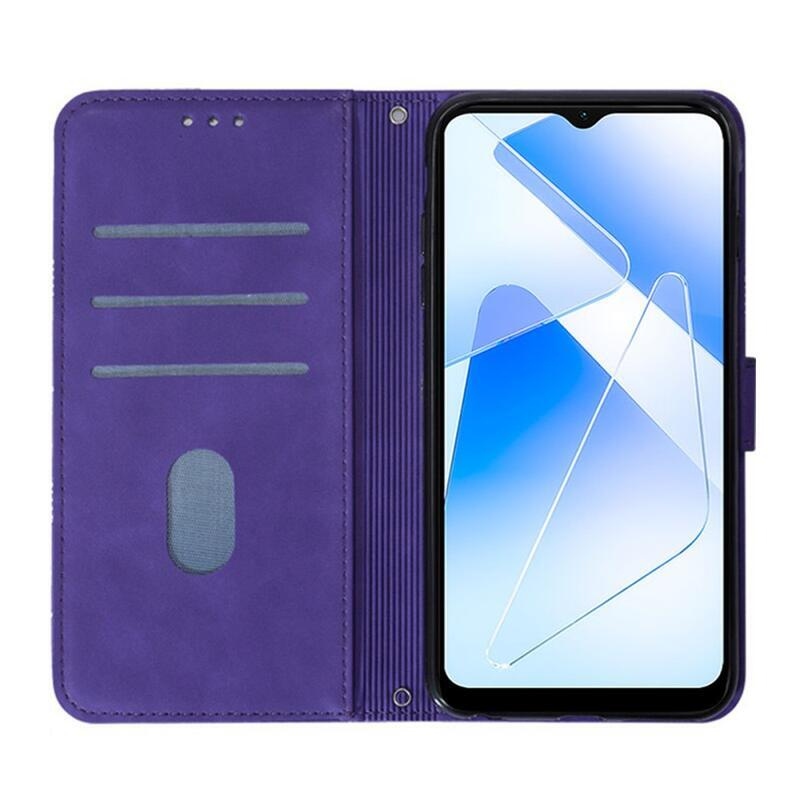 Line PU bőr pénztárca tok az Oppo A16s/A54s készülékhez - lila