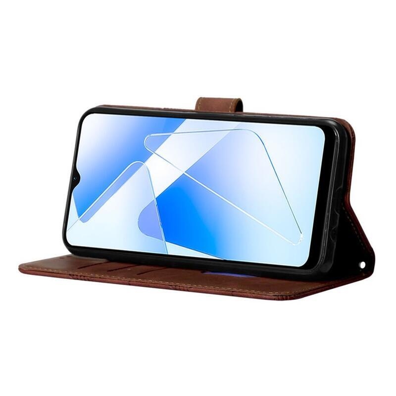 Line PU bőr pénztárca tok az Oppo A16s/A54s készülékhez - barna színben