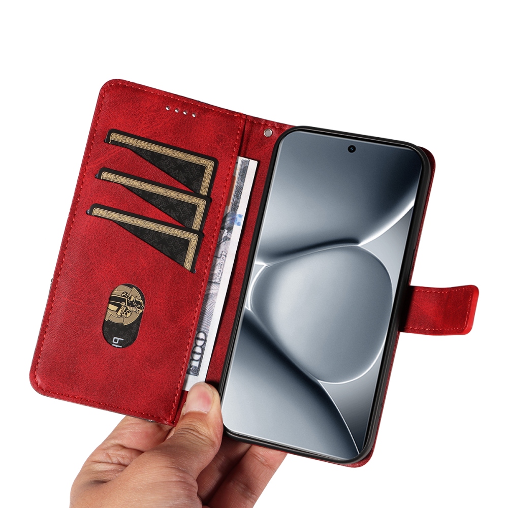 Vonalak könyv tok Xiaomi Redmi Note 15 Pro+ 5G - piros