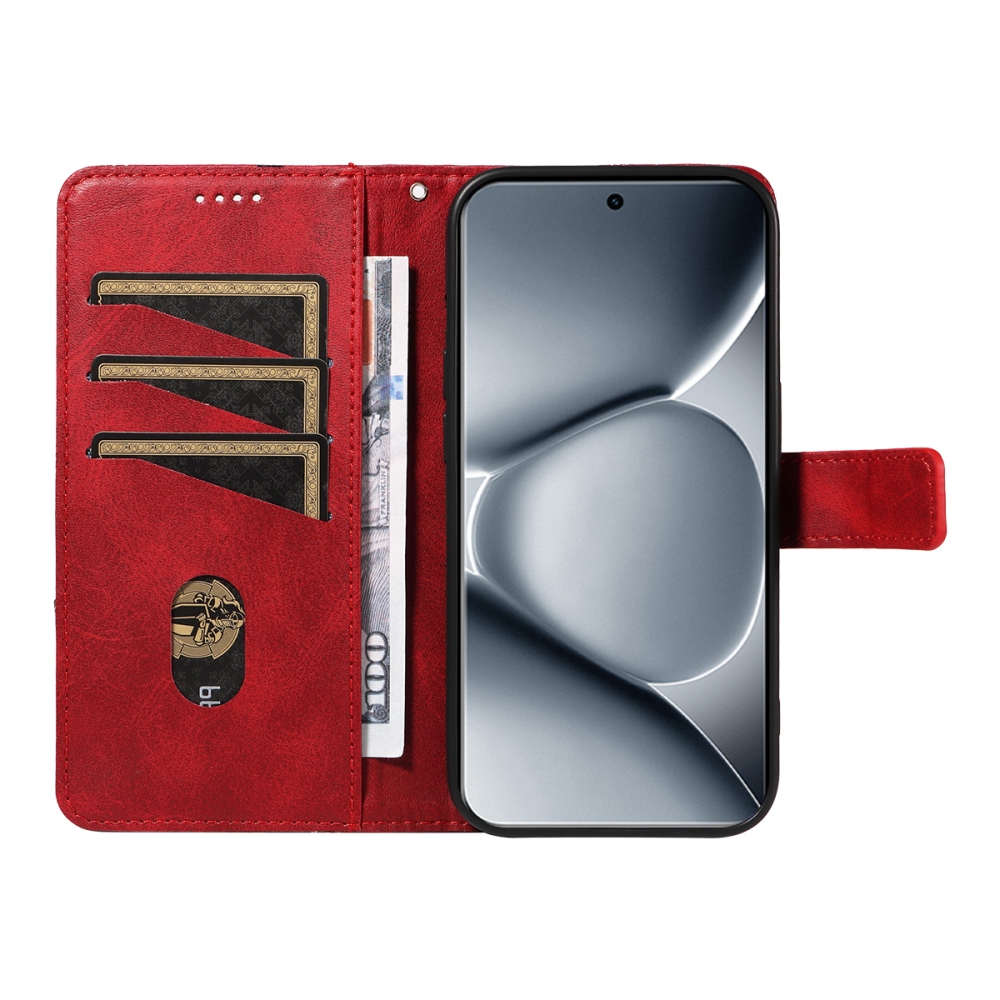 Vonalak könyv tok Xiaomi Redmi Note 15 Pro+ 5G - piros