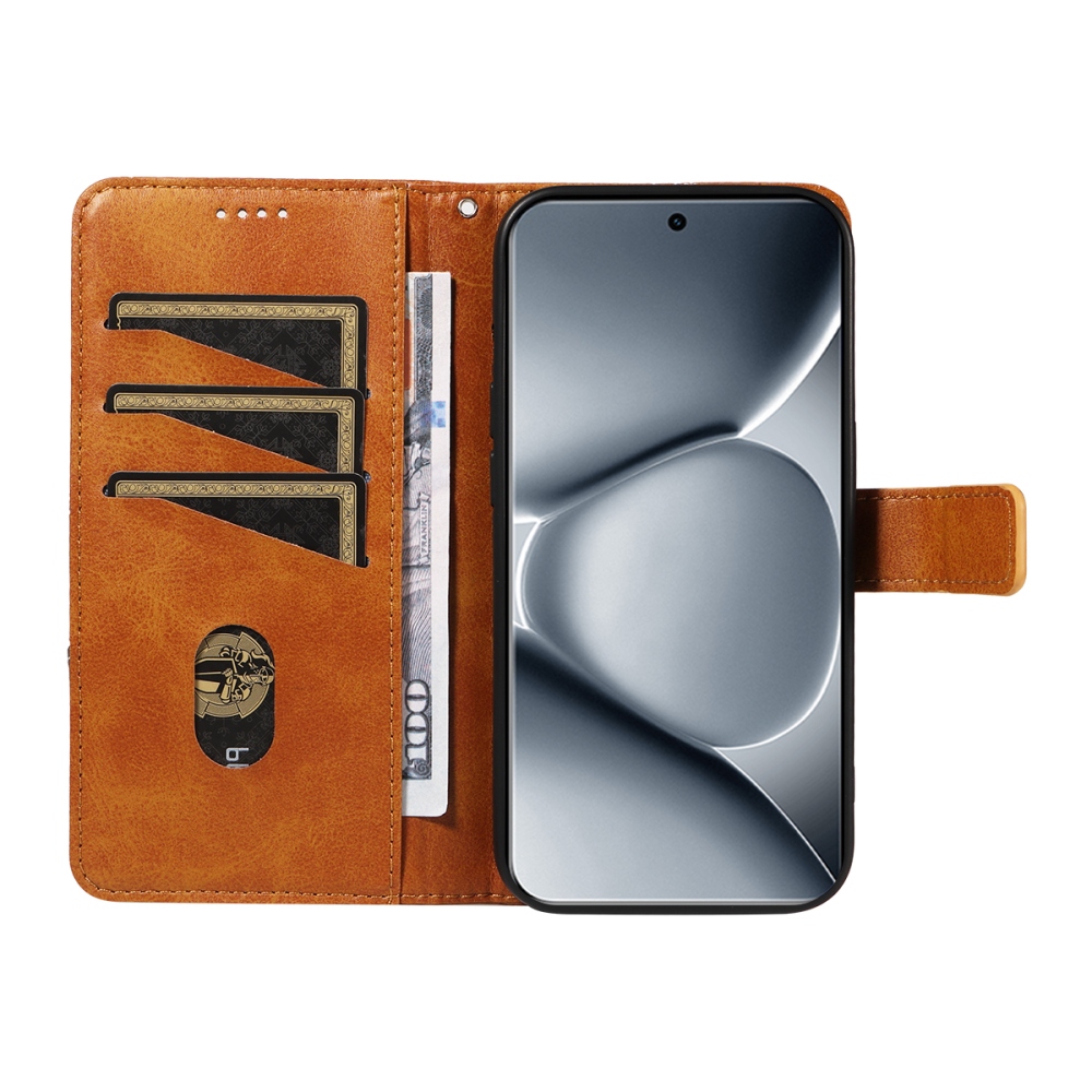 Vonalas könyv tok Xiaomi Redmi Note 15 Pro+ 5G - barna