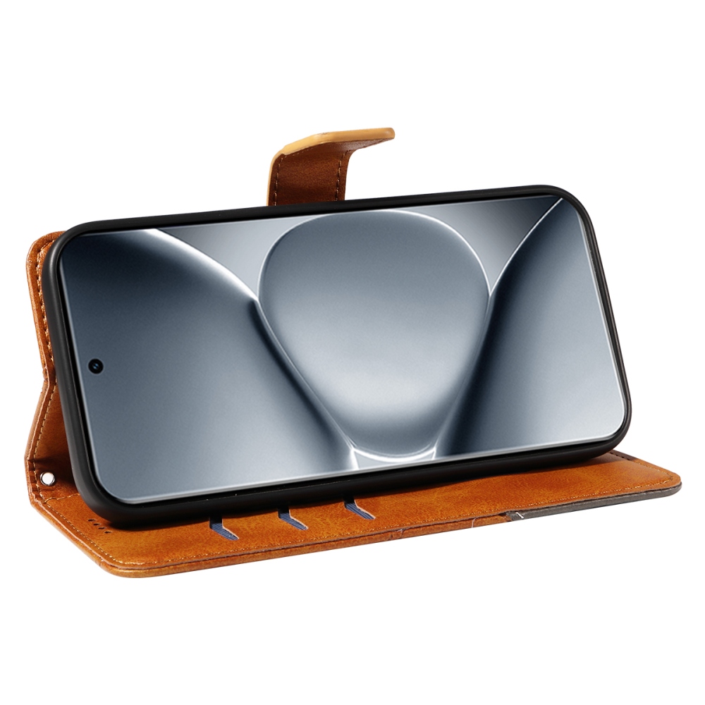 Vonalas könyv tok Xiaomi Redmi Note 15 Pro+ 5G - barna