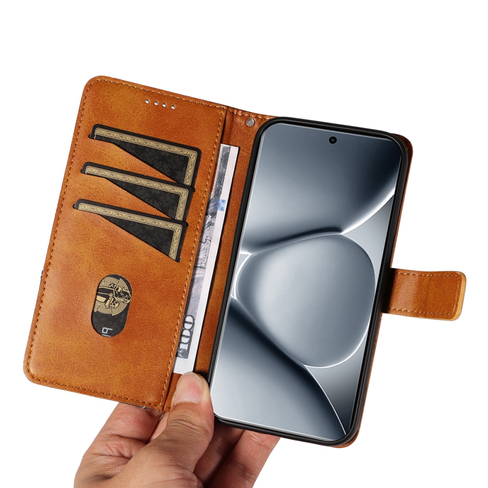 Vonalas könyv tok Xiaomi Redmi Note 15 Pro+ 5G - barna