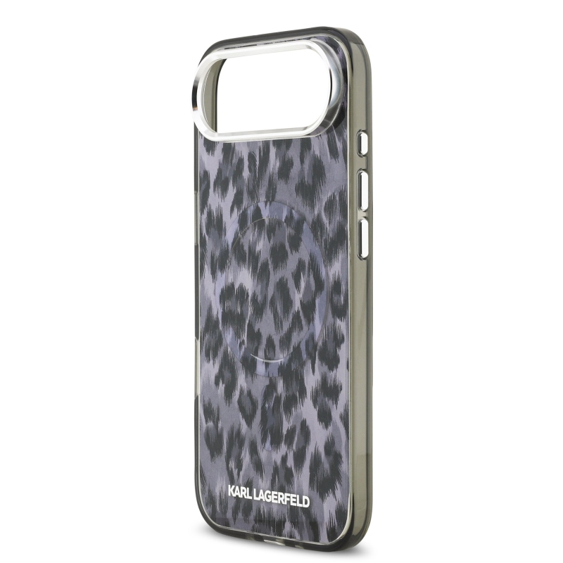 Karl Lagerfeld IML Leopard MagSafe hátlap iPhone-hoz, légszürke
