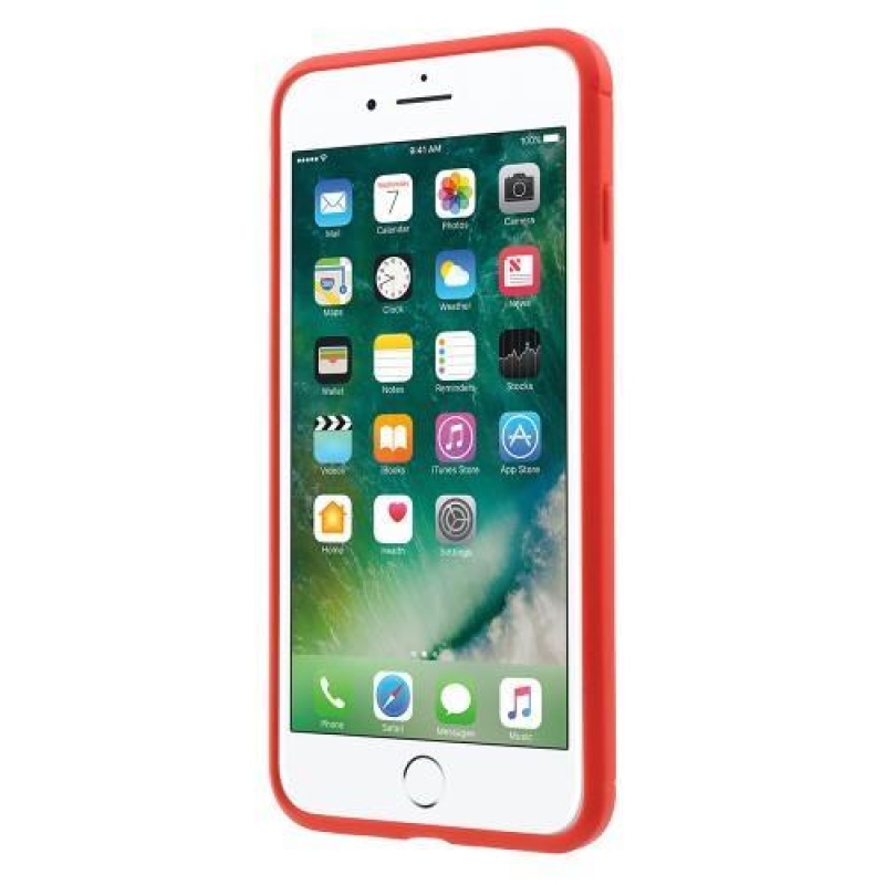 Litch zselés tok texturált hátlappal iPhone 8 Plus és 7 Plus készülékhez - piros