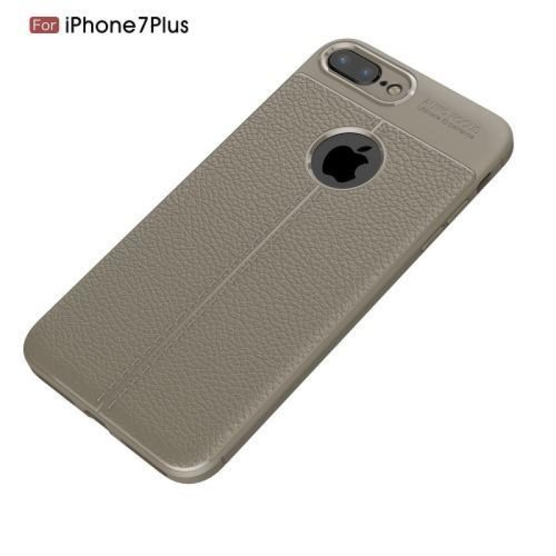 Litch zselés tok texturált hátlappal iPhone 8 Plus és 7 Plus készülékhez - szürke