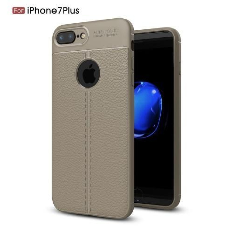 Litch zselés tok texturált hátlappal iPhone 8 Plus és 7 Plus készülékhez - szürke