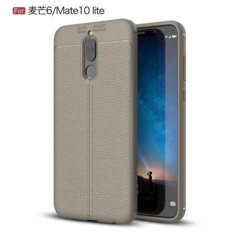 Litch tartós zselés tok textúrával a Huawei Mate 10 Lite készülékhez - szürke