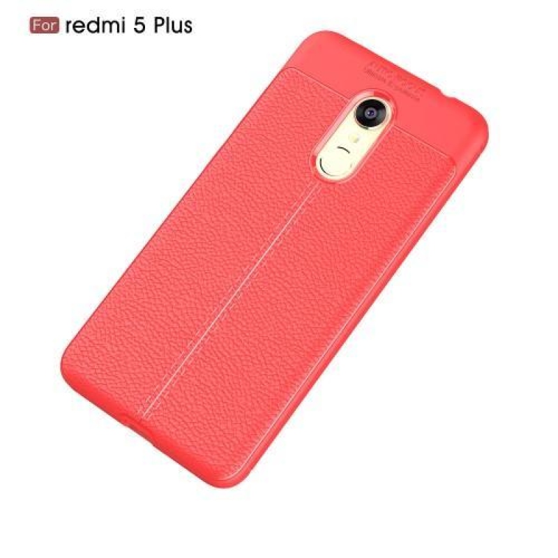 Litch tartós zselés tok textúrával a Xiaomi Redmi 5 Plus számára - piros