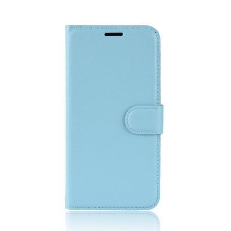 Litchi PU bőr flip tok Honor 8X-hez - kék