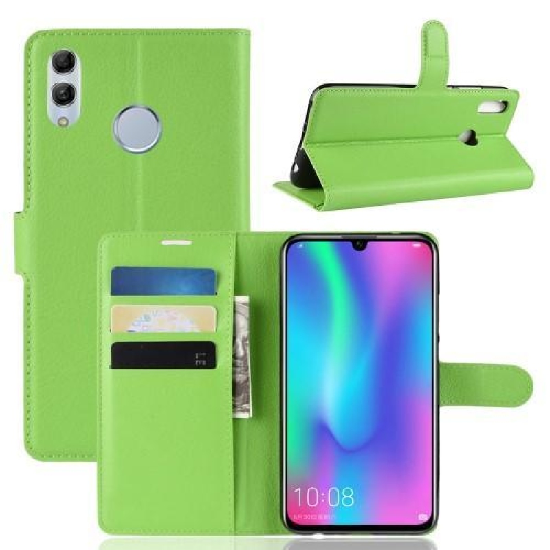Litchi PU bőr pénztárca tok a Honor 10 Lite és Huawei P Smart (2019) számára - zöld