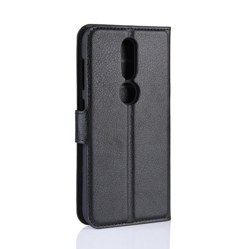 Litchi PU bőr pénztárca tok Nokia 4.2 készülékhez - fekete