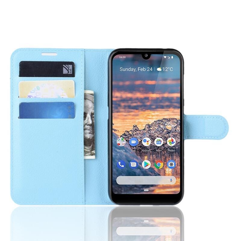 Litchi PU bőr pénztárca tok Nokia 4.2 készülékhez - kék