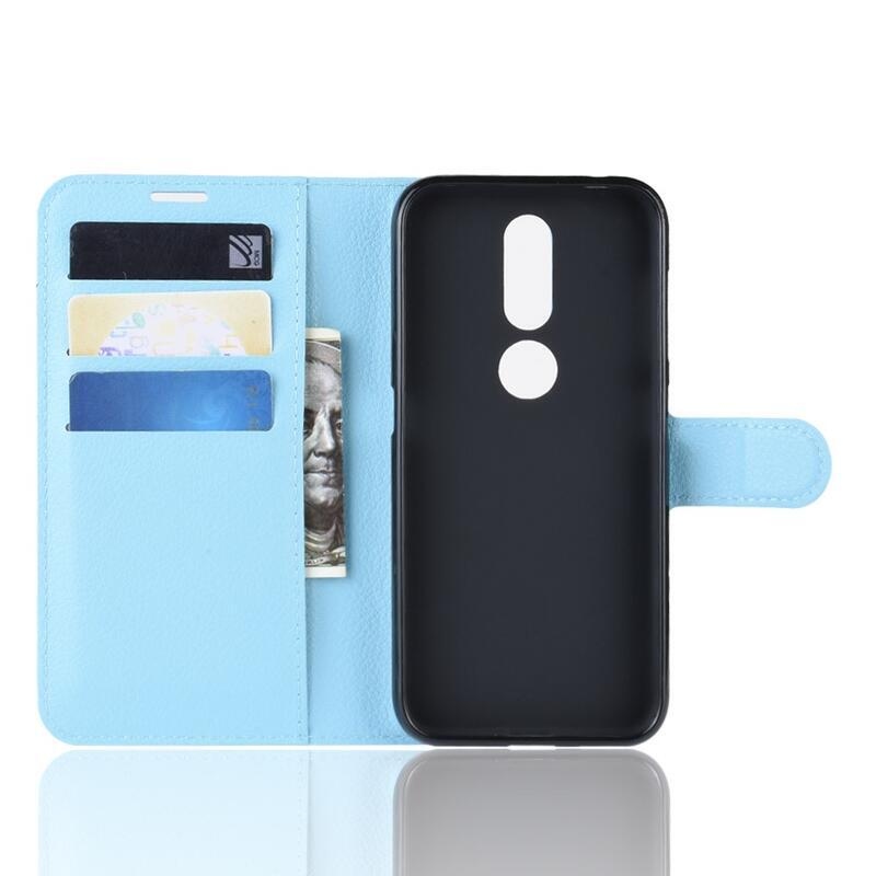 Litchi PU bőr pénztárca tok Nokia 4.2 készülékhez - kék