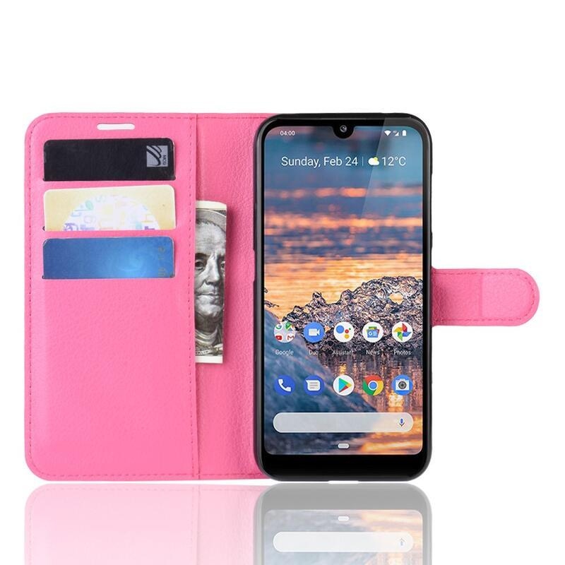 Litchi PU bőr pénztárca tok Nokia 4.2 - rózsaszínű
