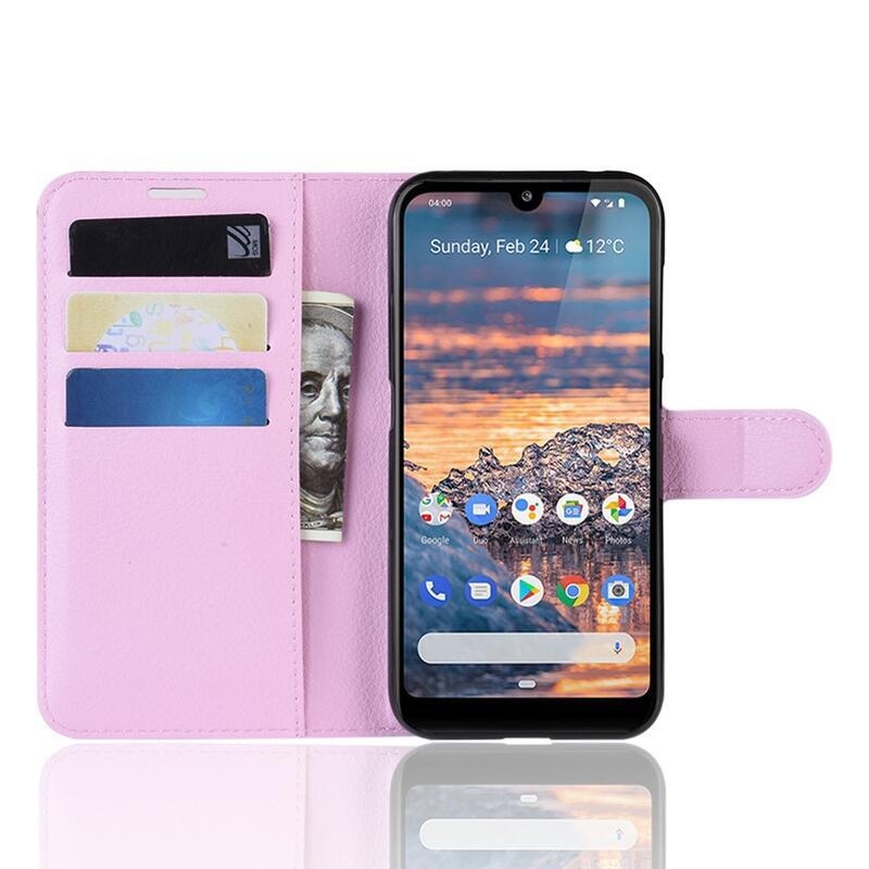 Litchi PU bőr pénztárca tok Nokia 4.2 - rózsaszínű