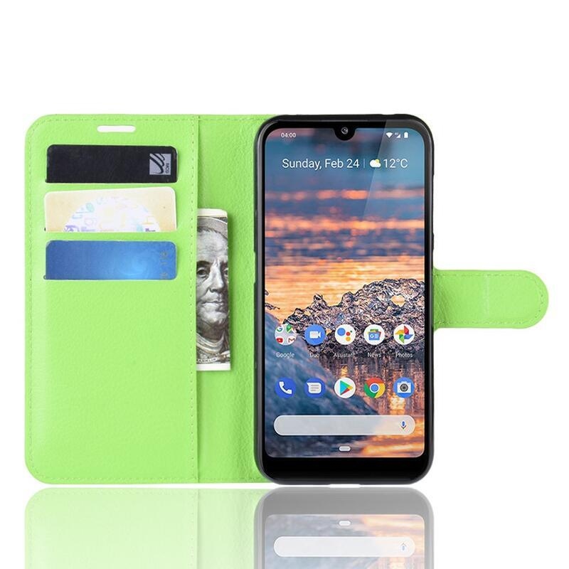 Litchi PU bőr pénztárca tok Nokia 4.2 készülékhez - zöld