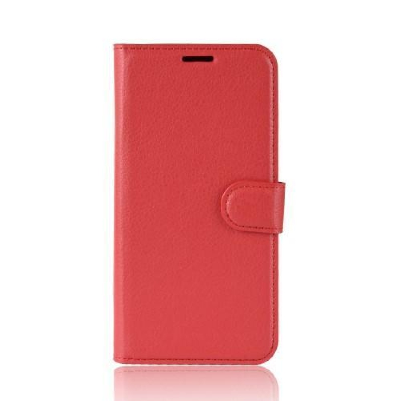 Litchi PU bőr pénztárca tok Samsung Galaxy S10e készülékhez - piros