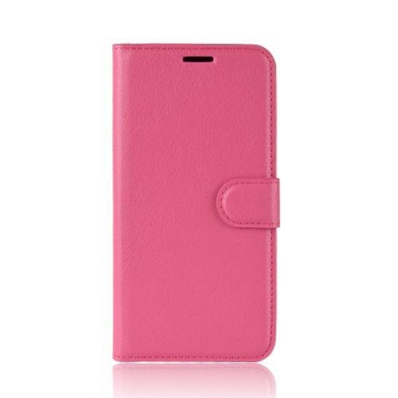 Litchi PU bőr pénztárca tok Samsung Galaxy S10e - rózsaszínű
