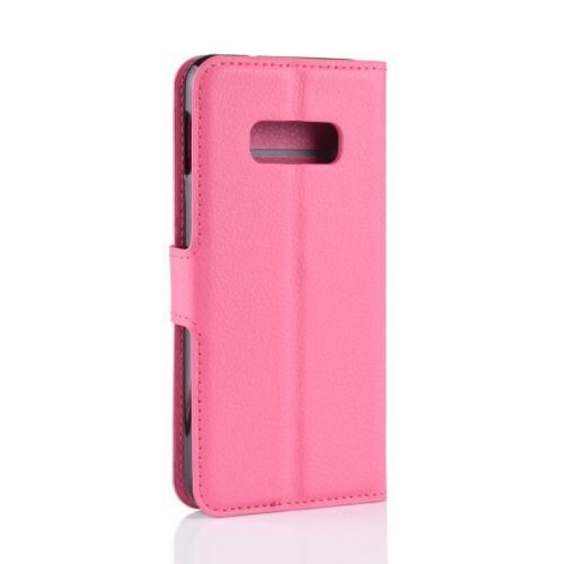 Litchi PU bőr pénztárca tok Samsung Galaxy S10e - rózsaszínű