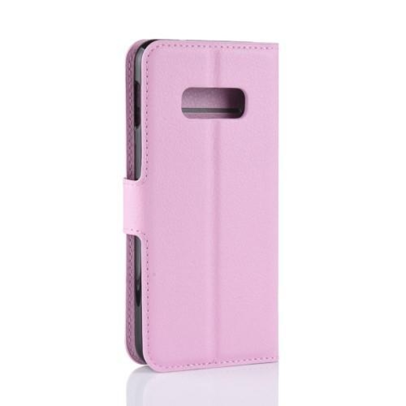 Litchi PU bőr pénztárca tok Samsung Galaxy S10e készülékhez - rózsaszín