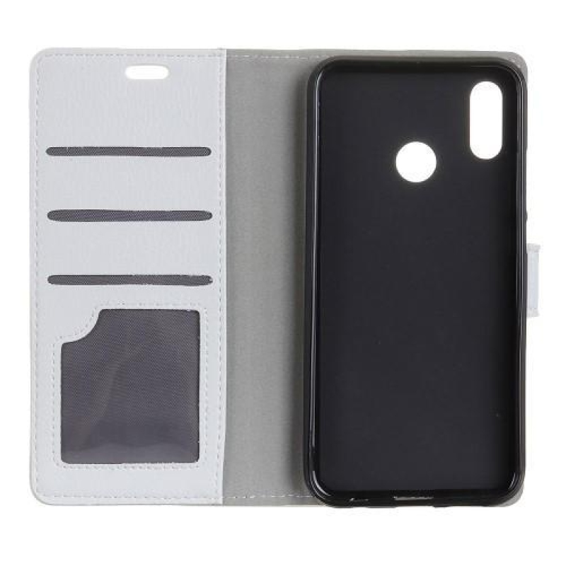 Litch PU bőr pénztárca tok Xiaomi Redmi Note 6 Pro-hoz - fehér
