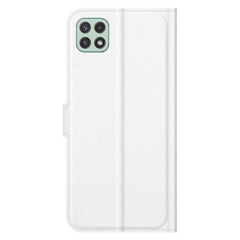 Litchi PU bőr pénztárca tok Samsung Galaxy A22 5G-hez - fehér
