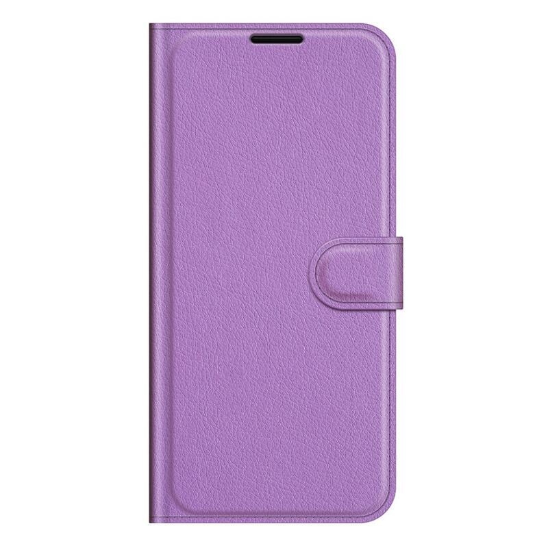 Litchi PU bőr pénztárca tok Samsung Galaxy A22 5G-hez - lila