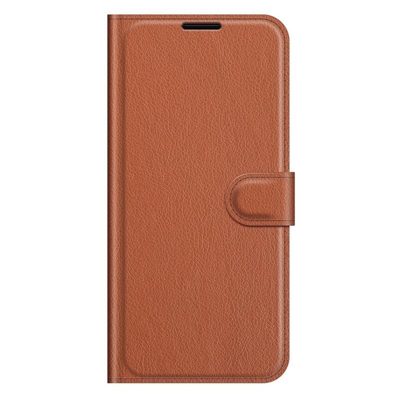 Litchi PU bőr pénztárca tok Samsung Galaxy A22 5G-hez - barna