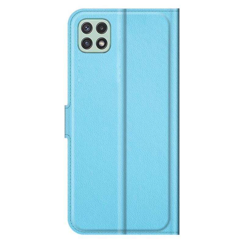 Litchi PU bőr pénztárca tok Samsung Galaxy A22 5G-hez - kék