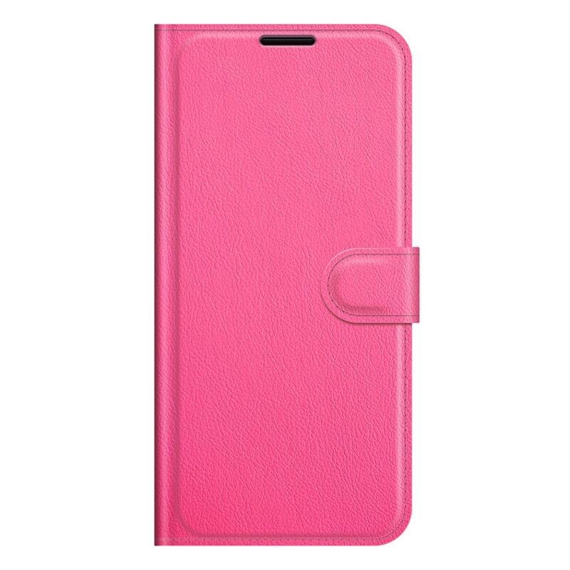 Litchi PU bőr pénztárca tok Samsung Galaxy A22 5G - rózsaszínű