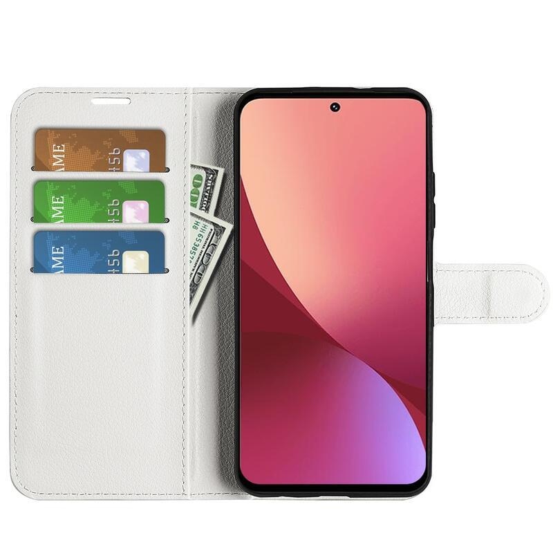 Litchi PU bőr pénztárca tok Xiaomi 12/12X - fehér