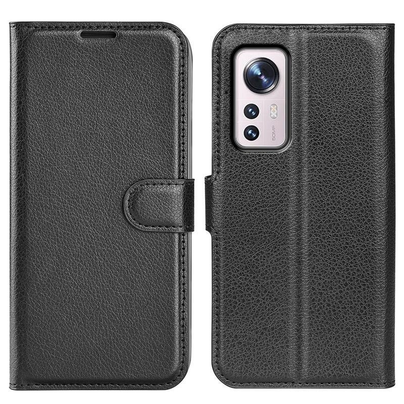 Litchi PU bőr pénztárca tok Xiaomi 12/12X - fekete