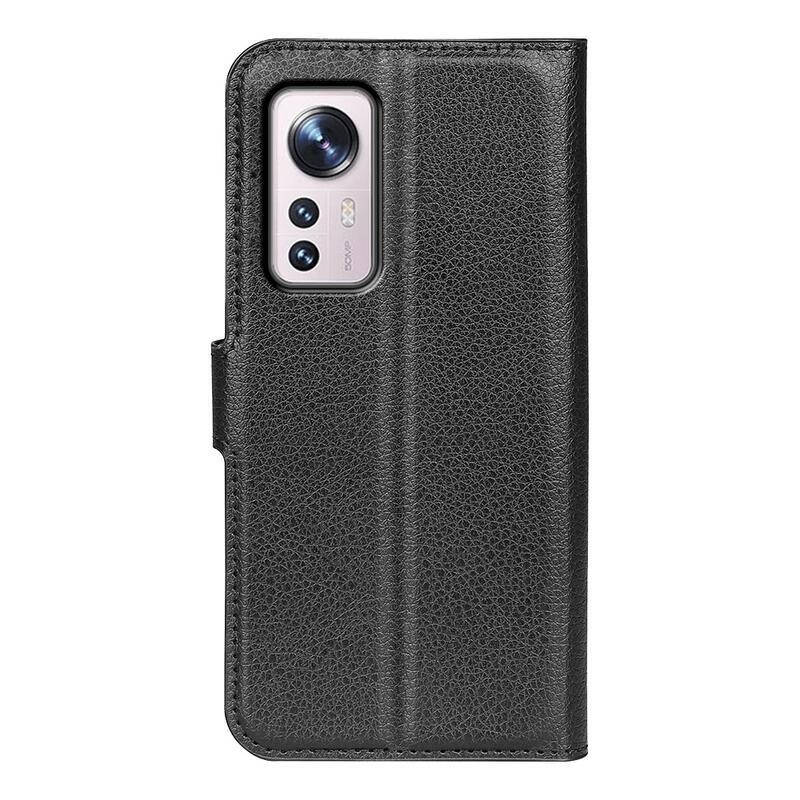 Litchi PU bőr pénztárca tok Xiaomi 12/12X - fekete