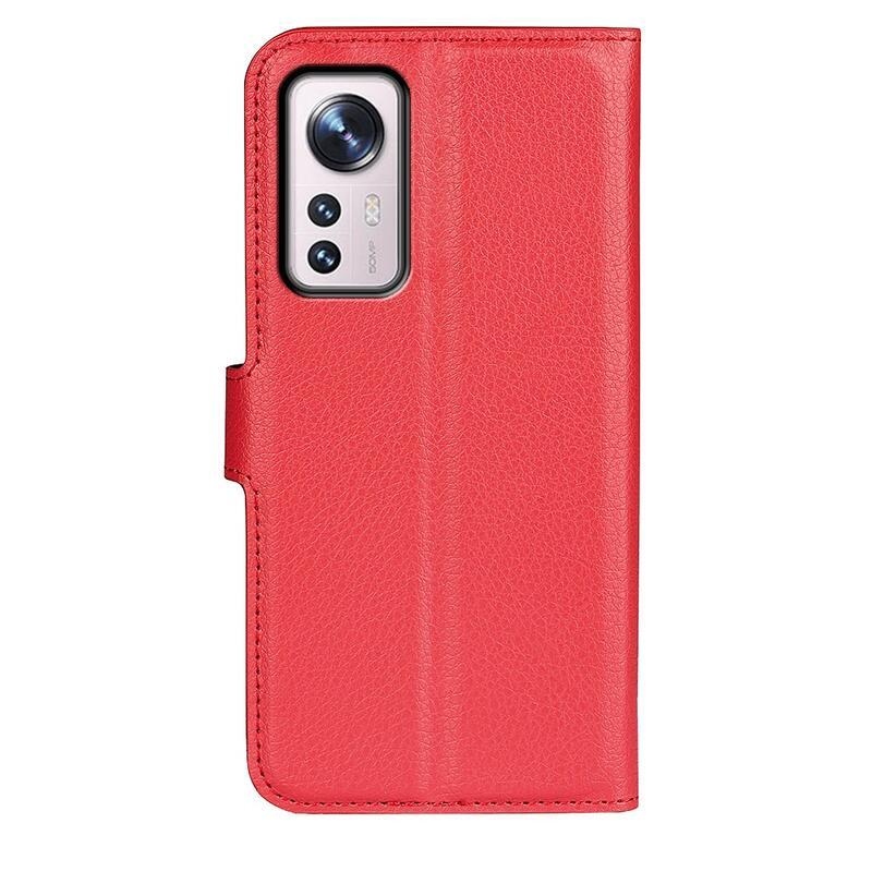 Litchi PU bőr pénztárca tok Xiaomi 12/12X - piros