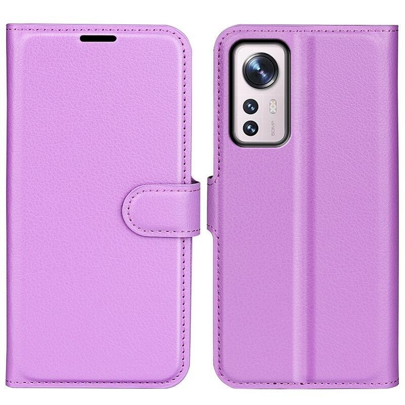 Litchi PU bőr pénztárca tok Xiaomi 12/12X - lila
