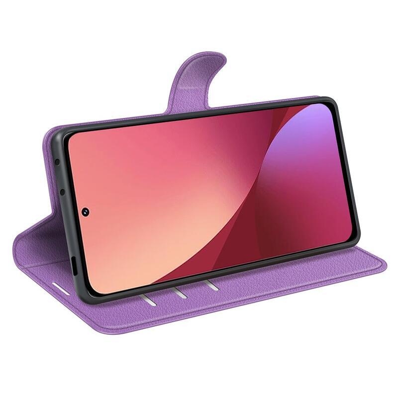 Litchi PU bőr pénztárca tok Xiaomi 12/12X - lila