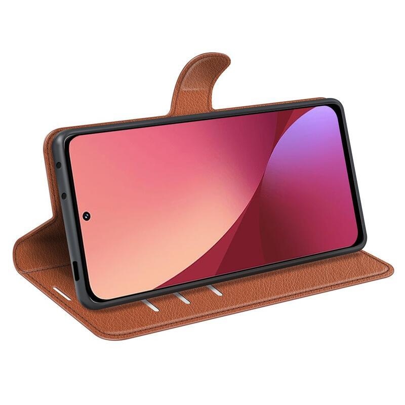Litchi PU bőr pénztárca tok Xiaomi 12/12X - barna